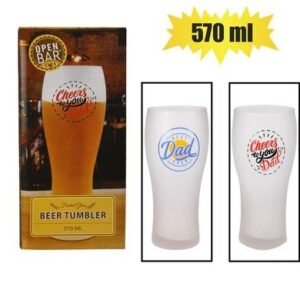 Beer mug glass frosted w/decal 570ml