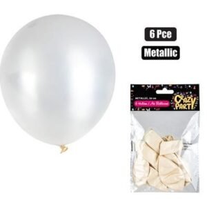 Balloons helium 6pc metallic white f-01