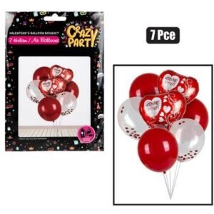 Balloons helium vday bouquet 7pc f-9