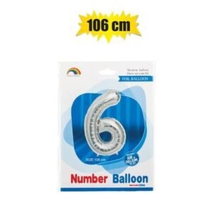 Balloon helium foil silver 6 102cm f-04