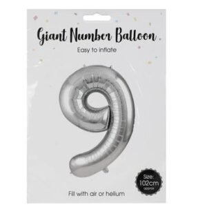 Balloon helium foil silver 9 102cm f-04