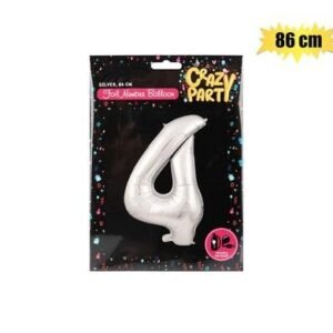 Balloon helium foil silver 4 65cm f-02