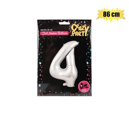 Balloon helium foil silver 4 65cm f-02