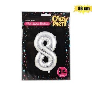 Balloon helium foil silver 8 65cm f-02