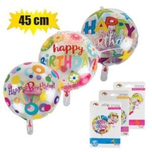 Balloon clear print hbd asstd 45cm f-01