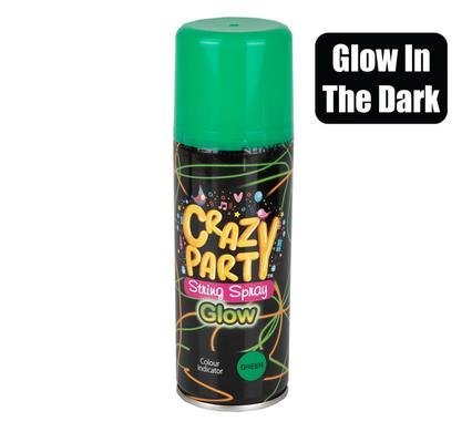 Party-spray string glow in dark green