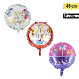 Balloon w/stick air bday asstd 45cm