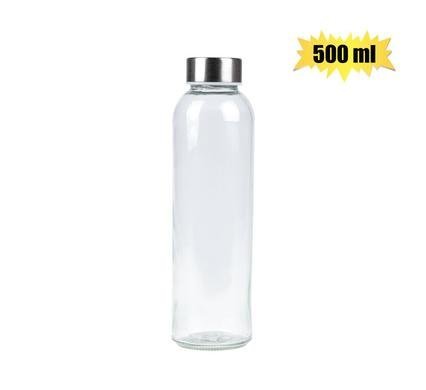 Drinking-bottle gls clr screw-cap 500ml