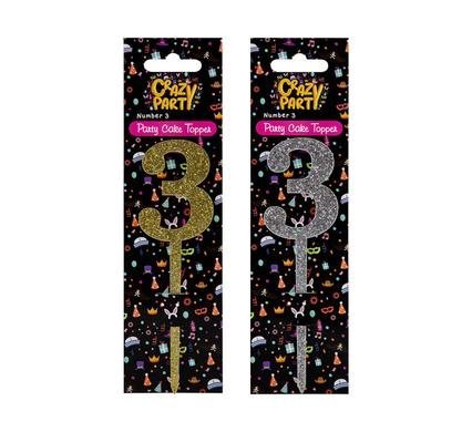 Cake topper-birthday number 3 1pc