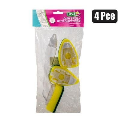 Dish brush w/dispenser + 2 extra heads