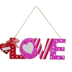 Plaque mdf sign love & heart asstd
