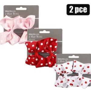 Hair bow polka dot 2pc asstd
