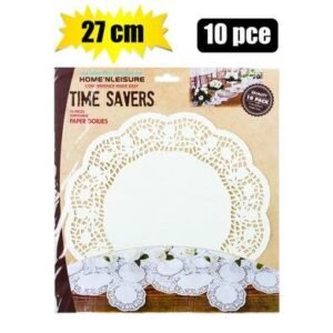Doilie paper rnd white 10pc 27cm