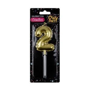 Candle birthday balloon no.2-gld 5cm