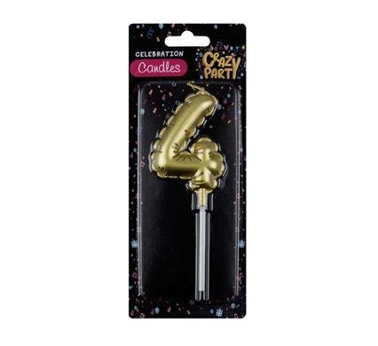 Candle birthday balloon no.4-gld 5cm