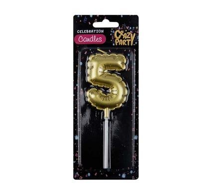Candle birthday balloon no.5-gld 5cm