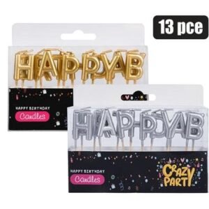 Candle birthday letters 13pce gld/slv