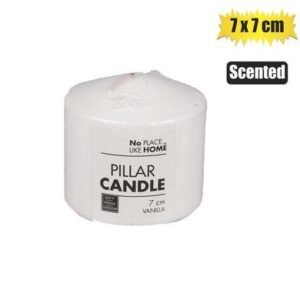 Candle pillar round white 7x7cm scented