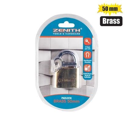 Padlock zenith brass 50mm carded