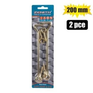 Gate-hook+eye brassed 200mm 2pce zenith