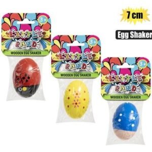 Musical wood egg shaker 7x4.5cm