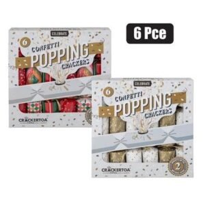 Xmas crackers popping confetti 6pc
