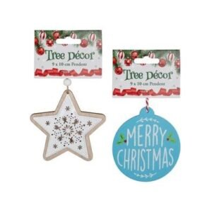 Xmas tree decor pendent asstd 9x10cm