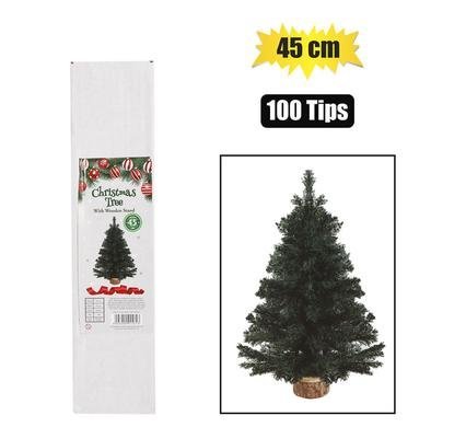 White xmas tree 45cm wooden stand