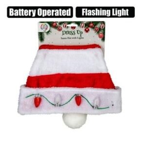 Xmas dress up santa hat flash light b/o