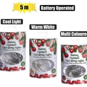 Xmas lights b/o in 50led 5m asstd-static