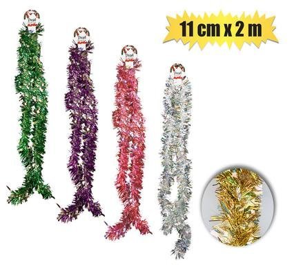 Xmas garland tinsel 11cmx2m asstd