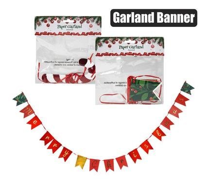 Xmas garland paper banner asstd