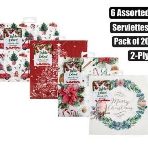 Xmas table decor serviettes 2ply pk-20