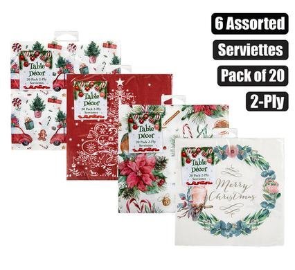 Xmas table decor serviettes 2ply pk-20