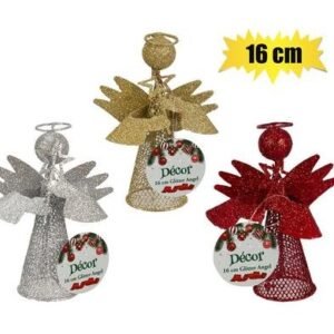 Xmas table decor glitter angel 16cm