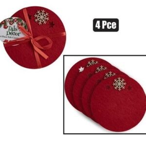 Xmas table decor coasters set felt 4pc