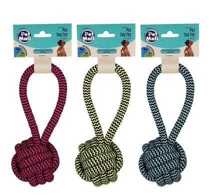 Pet dog tug toy string with ball 21x8cm