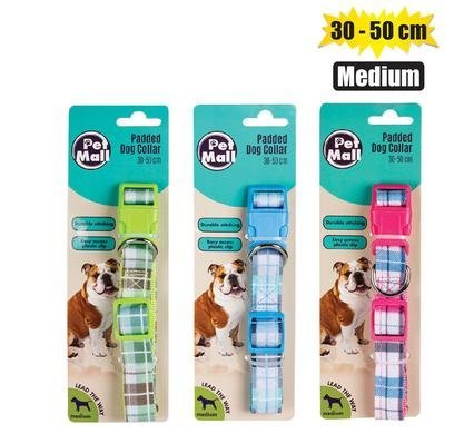 Pet dog collar tartan 30-50cm med