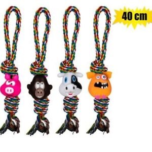 Pet dog toy rope and animal asstd 40cm