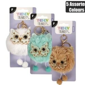 Keychain plush owl 12cm asstd