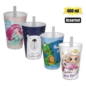 Tumbler w/straw 400ml assorted