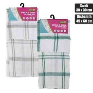 Dish cloth + swab set 2pc honeycomb