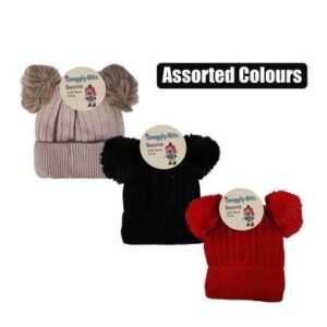 Beanie kids 2-tassle+fleece 16cm