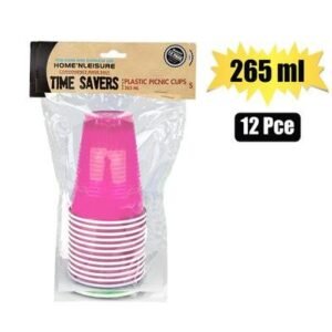 Picnic cups pl 12pce 265ml pink