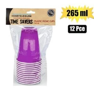 Picnic cups pl 12pce 265ml purple