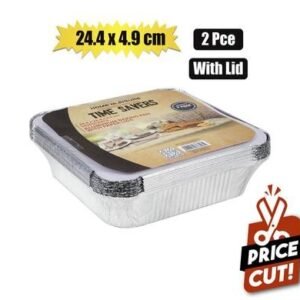 Baking-pan alu-foil 2pc 24.4x4.9cm w/lid