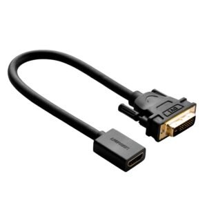 UGreen DVI to HDMI Cable Adapter 15cm | Male to Female | 1080p Full HD – Black