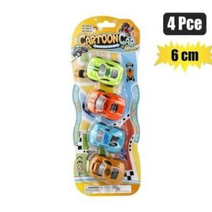 Vehicle racer cartoon 4pc pull back 6cm