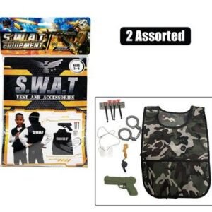Boys playset army/swat vest & gun asstd