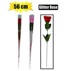 Flower occasion glitter rose 56cm asstd